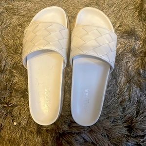 Brand new white J Slides Rollie style-